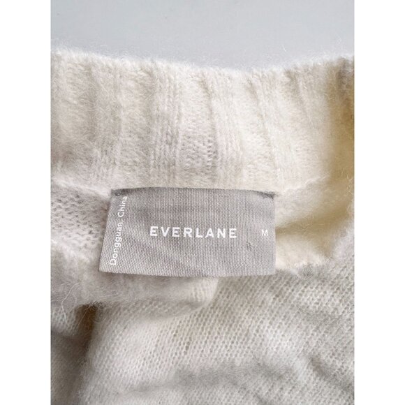 EVERLANE Ivory Snow Alpaca Wool Blend Boxy Cropped Crew Neck Sweater, Size M - Picture 14 of 16
